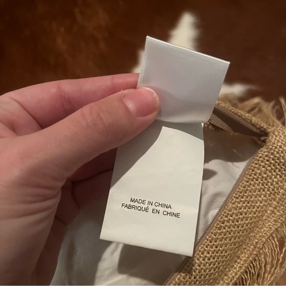 Pottery Barn Teen Junk Gypsy Y’all Burlap Throw Pillow Western Boho Fringe - Picture 4 of 5